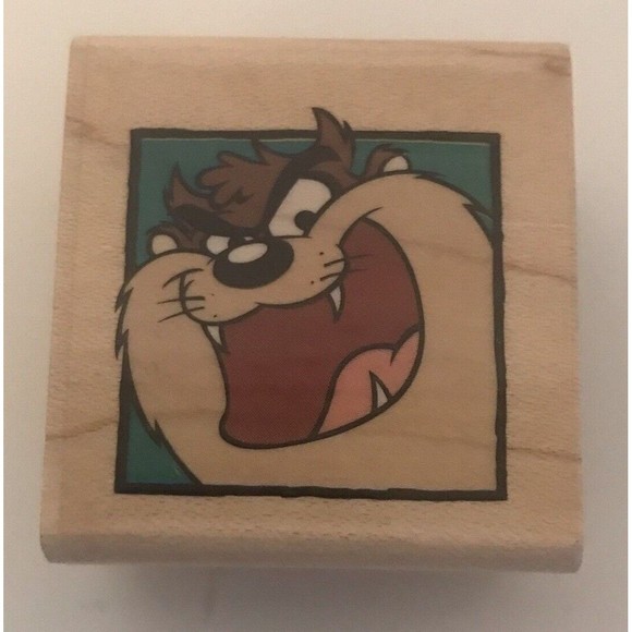 Looney Tunes Taz's Portrait Tazmanian Devil wood mounted rubber stamp 465C - Picture 1 of 3